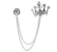 CIYODO Coronation with Sturdy and Decorative Design the Crown for Men Vintage Pin Brooch Pin Silver Metal and Rhinestone Suitable for Lapel and Clothes a Wide Range of Occasions