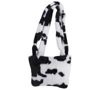 CIYODO Cow Pattern Crossbody Bag Plush + Polyester Material Lightweight Metal Zipper Closure Leisure Shoulder Pouch for Christmas Female