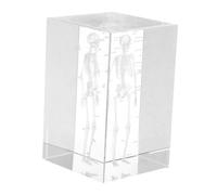 CIYODO Crystal Cube Human Skeleton Model with Intricate Anatomical Engraving Educational Display for Medical Students Science Teaching Tool Glass Paperweight