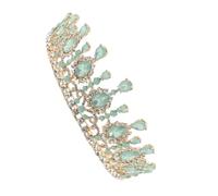 CIYODO Crystal Wedding Tiara for Bride Sturdy Metal Bridal Crown with Shimmering Green Rhinestones Elegant Hair Accessory for Weddings Birthdays Prom and Themed Events