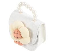CIYODO Cute Little Purse Crossbody Bag with Pearl Handle and Flower Decoration Lightweight Compact Korean Style Shoulder Bag for Parks and Shopping