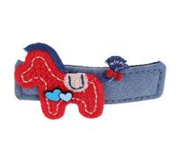 CIYODO Cute Zodiac Horse Hair Clips Non-slip Snap Barrettes for Women Red Cartoon Animal Hairpins with Denim Plush Design Decorative Year Party Hair Accessories for Bangs and Daily