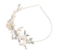 CIYODO Delicate Pearl Flower Headband for Bridal Rhinestone Hair Accessory Elegant Wedding Headwear Comfortable Handmade Floral Headdress for Parties and Photos