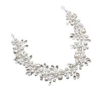 CIYODO Delicate Pearl Hair Pins Wedding Headband for Women, Silver Zinc Alloy Artificial Pearl Bridal Hairband, Charming Festive Headpiece Suitable for Many Occasions and Parties