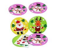 CIYODO DIY Paper Plate Decal Material Pack 6pcs Bright Colors Creative Patterns Boys and Girls Christmas Crafts