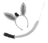 CIYODO Donkey Ears and Tail Set Grey Donkey Adult Boys and Girls Costume Animal Ear Hairband Party Decorations Dress up Supplies