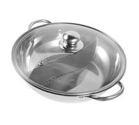 CIYODO Double-Flavor Hot Pot Divided Soup Pot 28cm Thickened 304 Stainless Steel Stockpot with Lid and Dual Handles for Stove Cooking Kitchenware