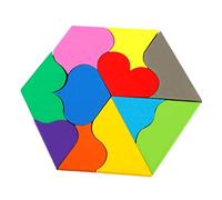 CIYODO Early Learning Puzzles Wooden Puzzle Toys for Boys and Girls Hexagon Shapes Safe for Toddlers Preschoolers
