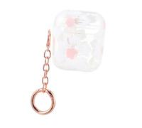 CIYODO Electroplated White Plum Blossom Wireless Earbuds Case Compatible with Airpods Transparent Protective Shell with Charging Wear-resistant Headphone Cover with Sturdy Buckle for
