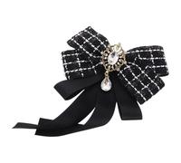 CIYODO Elegant Black Bow Zinc Alloy and Cloth Material Lapel Pin Sparkling Rhinestone Decoration Versatile Shirt Bow Accessory for Women for Formal Events and Occasions