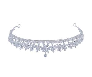 CIYODO Elegant Crown Women Bridal Headband with Cubic Zirconia and Copper Material, Comfortable to Wear Silver Crown for Wedding, Prom, and Birthday Celebration Accessories