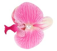 CIYODO Elegant Hawaiian Butterfly Orchid Hair Clip with Side Clip Design for Secure Attachment, Realistic Artificial Flower Hair Accessory in Peach Pink, for Special Occasions and Beach