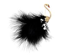 CIYODO Elegant Retro Black Alloy Swan Plume Brooch Pin Pearl Studs, Multi-purpose Clothing Decoration for Daily Outfits and Matching Clothes