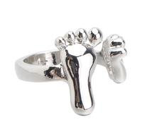 CIYODO Elegant Silver Alloy Open Foot Shape Ring for Women, Comfortable to Wear with Fine Workmanship, for Dance Performance or Christmas Party, Fashion Finger Jewelry Accessory