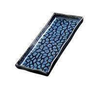 CIYODO Embossed 9.5-inch Ceramic Sushi Plate Rectangular Fish Tray Pasta Fruit Serving Dish for Home and Restaurant Use