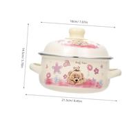 CIYODO Enamel Cooking Pot with Lid Double Handle Heat-Resistant Stockpot for Gas Stove Household Soup Stew Milk Pot Practical Non-Slip Grip Kitchenware