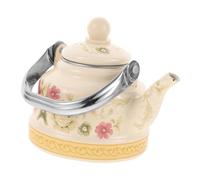 CIYODO Enamel Tea Kettle Vintage Retro Hot Water Pot for Induction Cooker and Open Flame Stove Stylish Household Tea Serving Pot with Health-Safe Enamel Material Decorative Pattern for