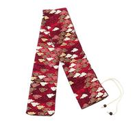CIYODO Ethnic Style Flute Protective Dust Bag Adjustable Length Red Cotton Flute Accessory Storage Pouch with Golden Cloud Pattern for Music Instrument Protection and Travel
