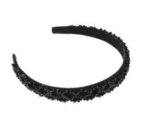 CIYODO Fashionable Handmade Crystal Beaded Headband for Comfortable Soft Hairband Elegant Black Hair Accessory for Daily Wear and Special Occasions