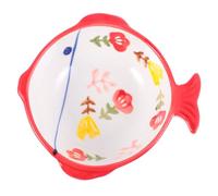 CIYODO Fish Shape Ceramic Cat Bowl Pet Feeder Sturdy Stand Non-knock over Design Easy Cleaning