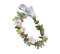 CIYODO Flocking Eucalyptus Floral Headband Breath, Delicate Pink Bride Crown for Wedding Accessories and Bridal Hair Decor