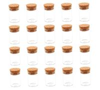 CIYODO Glass Test Tubes for Scientific Experiment with Wooden Cork Stoppers 20pcs, Visibility and Dust Prevention, Flat Bottom Reagent Bottles for Essential Oil and Candy Storage