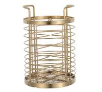 CIYODO Gold Stainless Steel Rotatable Kitchen Utensil Crock with 4 Compartments, Flatware Storage Rack for Forks, Spoons, Chopsticks, Suitable for Kitchen Counter and Bbq Utensil