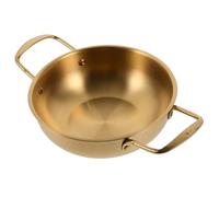 CIYODO Golden Household Ramen Pot Stainless Steel Stockpot with Double Handles Thickened Korean Noodle Cooking Pan for Kitchen Use Portable and Safe for Gas and Induction Stoves
