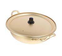 CIYODO Golden Ramen Pot Lid Quick Heating Aluminum Alloy Noodle Cooker 22cm Korean Ramen Cooking Pot for Instant Noodles Double Handle Design for Home and Dorm Use