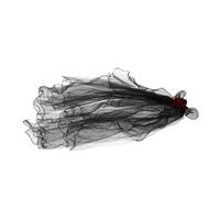 CIYODO Gothic Black Rose Veil Headband Lightweight Halloween Bride Veil Costume Accessory for Women Masquerade Bachelorette Party Dark Witch Fairy Headdress with Red Roses