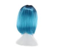 CIYODO Gradient Blue Short Synthetic Bob Wig for Women Comfortable Stretchable High-temperature Natural-looking Cosplay Hairpiece Reusable Washable Lace Front for Parties and Halloween