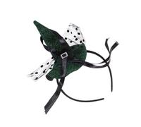 CIYODO Halloween Green Dot Mesh Witch Hat Headband Unique Pointed Design for Women Party Cosplay Accessory Fun Halloween Hair Bands Bow Lace Hair Hoops