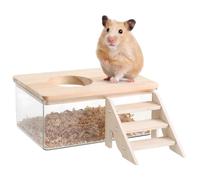 CIYODO Hamster Bathroom Dust Bath Box Litter Container Ladder for Small Animals Pet Rat Accessories Hamster Shelter House Sand Bath Dwarf Cage