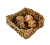 CIYODO Hand-woven Rabbit Nest with Foldable Cushions Breathable Small Animal Sleeping Bed for Hamster Chinchilla Guinea Pig Multi-functional Hideaway