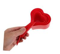 CIYODO Heart Shaped Measuring Spoon Set Food-Grade Plastic Accurate Measurement for Baking Cooking Cooking Fun Nesting Design Easy Storage Valentine Wedding Random Color