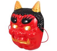 CIYODO Japanese Oni Half Mask Red PVC Traditional Theater Halloween Season