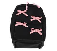 CIYODO Large Capacity Makeup Bag with Charming Bow Accent Multi Compartment Travel Toiletry Organizer Pouch for Women Spacious Cosmetic Storage Case for Daily Use