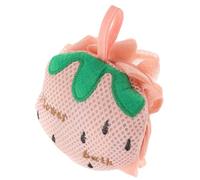CIYODO Large Korean Style Strawberry Bath Loofah Sponge Exfoliating Shower Ball for Full Body Wash Rich Foam Production and Comfortable Body Scrubber Cute Cartoon Mesh Pouf for Women
