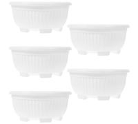 CIYODO Large Shallow Plant Pot 8.27In Round Plastic Flowerpot with Drain Hole Wide Mouth Bowl Planter for Succulents Bonsai Indoor Outdoor Garden Display 5 Pack