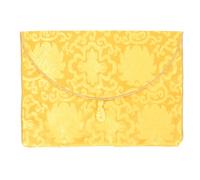 CIYODO Large Silk Brocade Envelopes Chinese Knot Embroidery A4 File Pouch for Buddhist Scripture Storage and Hanging Organiser in Yellow Floral Pattern