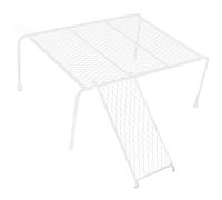 CIYODO Large White Metal Chicken Coop Platform Ladder Iron Mesh Rack for Feeding and Drinking Convenient Chicken Shelf and Cage Play