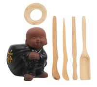 CIYODO Little Monk Style Tea Tool Set for Chinese Kung Fu Tea Making Retro Purple Clay with Clip Spoon Elegant Office