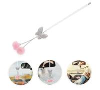 CIYODO Lucky Crystal Butterfly Car Interior Hanging Ornament with Pink Plush Balls Rhinestone Rear View Mirror Charm for Vehicle Decoration