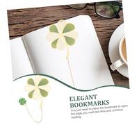 CIYODO Metal Bookmark with Four Leaf Clover Pendant Chinese Style Decorative Reading Accessory for Book Lovers Lightweight Brass Book Marker for Home Office Classroom Library Use