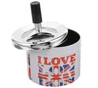 CIYODO Metal Cigarette Ashtray with Rotating Lid, Stainless Steel Desktop Ash Tray, Smokeless Home Smoking Accessory, London Souvenirs, Decorative Indoor Use