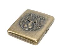 CIYODO Metal Cigarette Case Retro Protective Cover 20 Cigarette Storage Box Alloy Embossed Tiger Design Portable Tobacco Accessory for Travel and Everyday Use