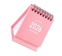 CIYODO Mini Desk Calendar with Thick Paper and Twin-wire Binding Compact Standing Flip Academic Planner for Monthly Scheduling To-do Lists and Desktop Organization in Pink