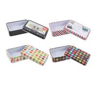 CIYODO Mini Rectangular Tin Card Holder Boxes 4pcs Set with Hinged Lids, Portable Metal Storage Containers for Travel and DIY Craft Organization