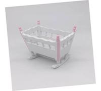 CIYODO Mini Wooden Cradle Model Miniature Furniture for Dollhouse Accessories Creative White Pink Edge Mini Furniture Decoration