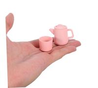 CIYODO Miniature Alloy Tea Set for Dollhouse Portable Teacups and Plates for Mini Afternoon Tea Parties Stable Metal Doll Kitchenware Accessories for Bjd and Dolls